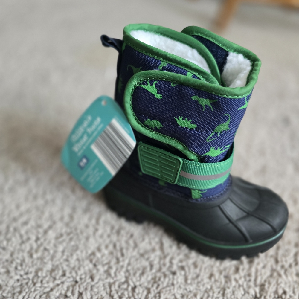 Wonder Nation Green and Black Dinosaur Boots